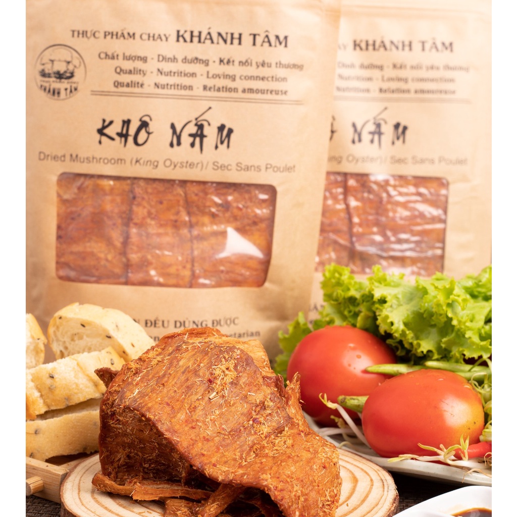 Khô nấm đùi gà thuần chay 500g ( vị khô bò chay )